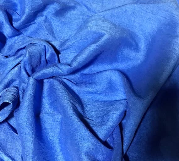 blue dupioni fabric - Hand Dyed Cornflower Blue- Silk Dupioni Fabric