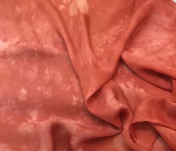 coral chiffon fabric - Hand Dyed PEACHY CORAL Soft Silk Organza Fabric - 54" wide