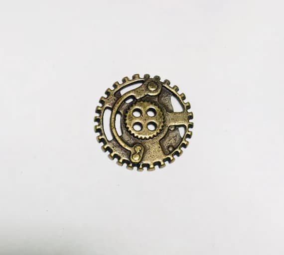 none - set of 2 Brass Steampunk Gears Metal Button - 23mm / 7/8 inch - Dill Buttons Brand