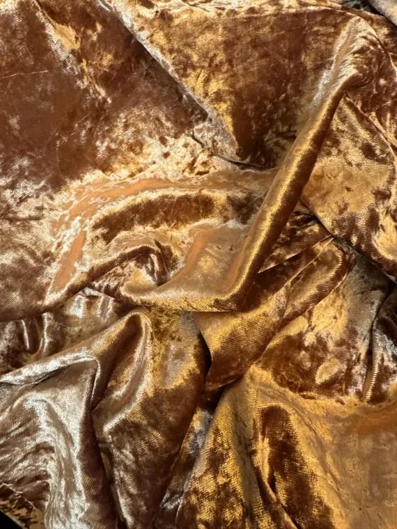 velvet fabric - Iridescent Caramel - Stretch Polyester Crushed Velvet Fabric