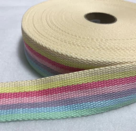 none - Pastel Rainbow Webbing - Made in France