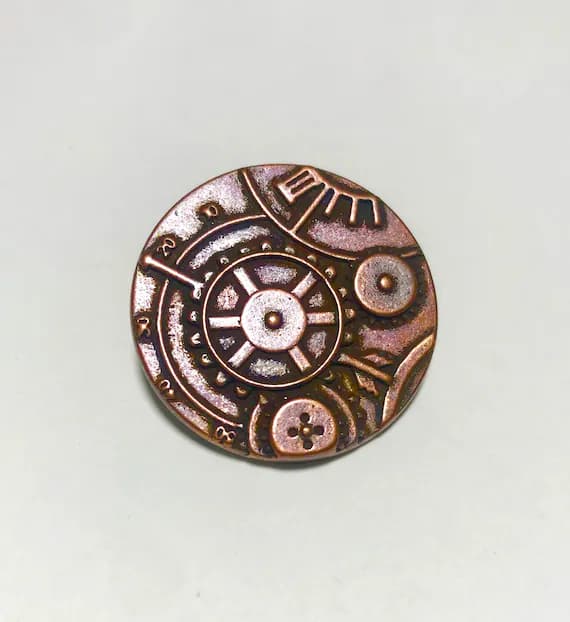 copper none - Copper Steampunk Gears Metal Button - 30mm / 1 3/8 inch - Dill Buttons Brand