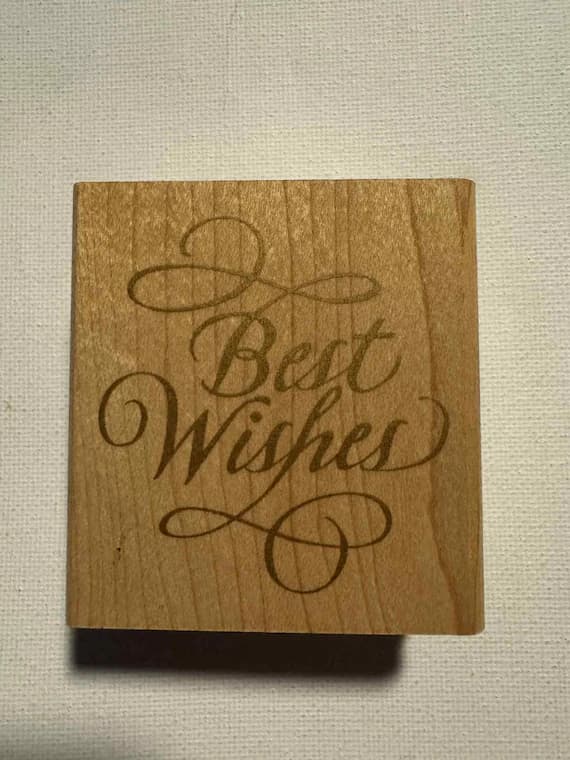 none - 2 1/4 X 2 3/8" Best Wishes Wood Mounted Rubber Stamp; By Rubber Stampede