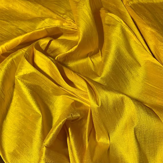yellow dupioni fabric - Sunflower Yellow - Silk Dupioni Fabric