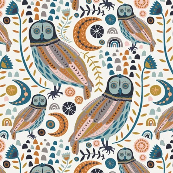 cotton fabric - Sova Forester - Little Forester - By Maureen Cracknell for Art Gallery Fabrics 100% Cotton Fabric