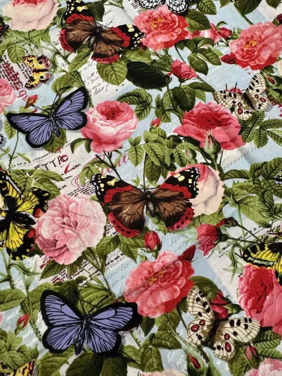 cotton fabric - Butterfly Floral by Candace Allen 100% Cotton Fabric