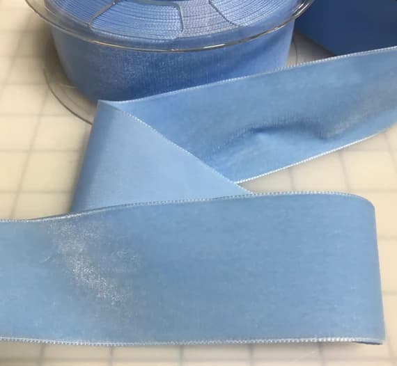 blue none - French VELVET Ribbon BABY BLUE 2 inch wide x 52"