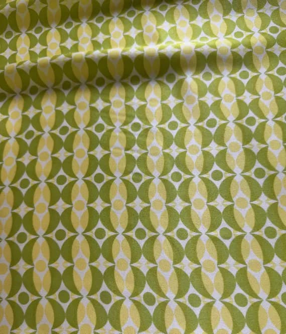 green charmeuse fabric - Retro Green Abstract Geometric Mod Print - 100% Silk Charmeuse Fabric