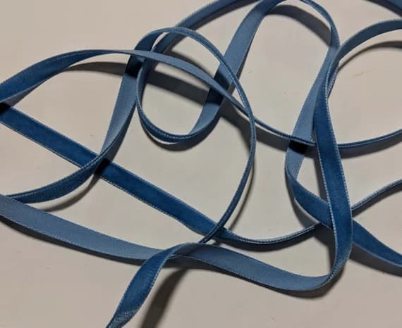 blue none - French VELVET Ribbon DUSTY BLUE by the yard 3/8 inch