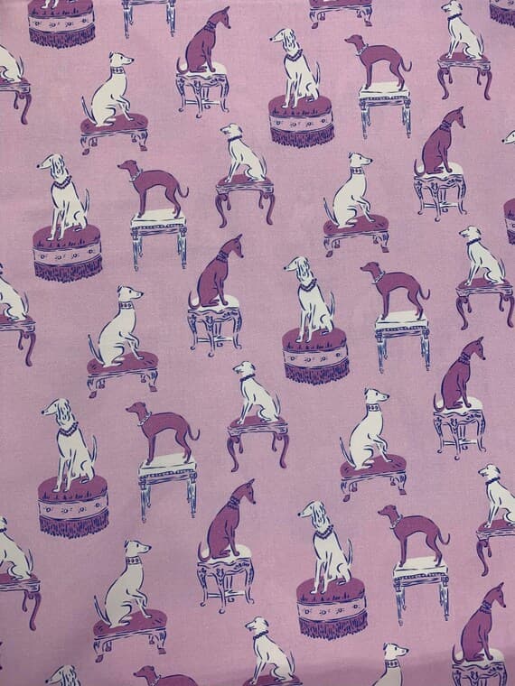 purple cotton fabric - Pampered Pets - Greyhounds Purple - Paintbrush Studio Cotton Fabric