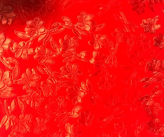 orange velvet fabric - Orange Floral - Embossed Stretch Poly Velvet Fabric