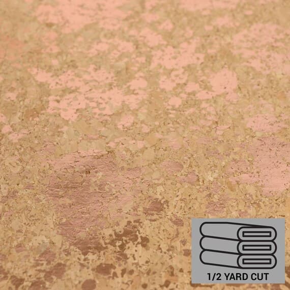 gold fabric - Cork Fabric - Rose Gold Splatter - 1/2 Yard by Sallie Tomato