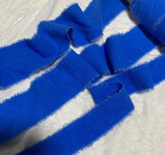 sapphire none - Hand Dyed Sapphire Blue 100% Silk Noil Ribbon ( 4 Widths to choose from)