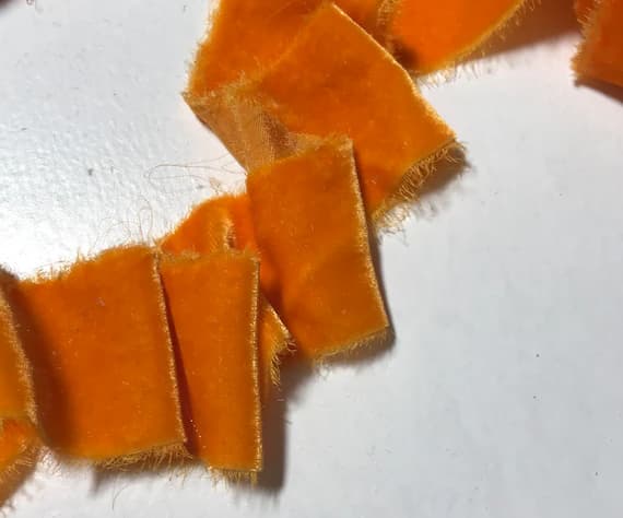 orange none - Hand Dyed Tangerine Orange Silk Velvet Ribbon ( 4 Widths to choose from)