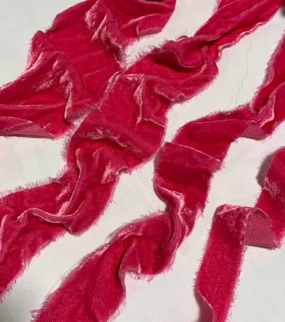 pink none - Hand Dyed HOT PINK Silk Velvet Ribbon ( 4 Widths to choose from)
