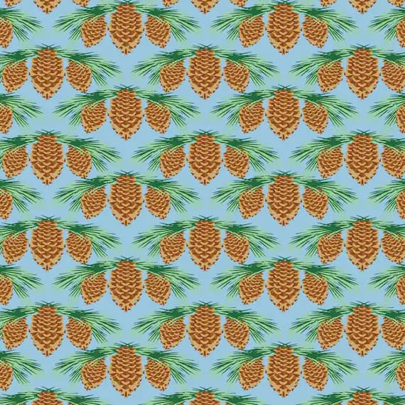 none - 33"x45" Deco State Flower - Maine - Pine Cone & Tassel - In The Beginning Fabrics - Cotton Fabric - Remnant Sale
