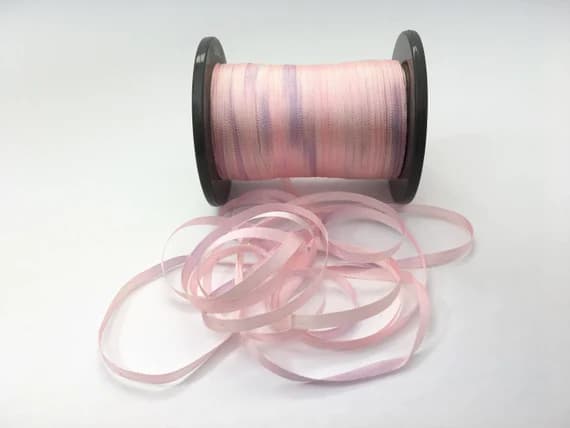 lavender none - Hand Dyed Pastel Pink & Lavender #59 Pure Silk Embroidery Ribbon 4mm 1/8" wide Japan -3 yards-