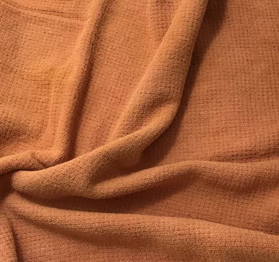 blush noil fabric - PEACH BLUSH Hand Dyed Raw Silk Squares Weave Check NOIL Fabric