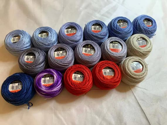 none - lot of 16 DMC 116 8 Perle Cotton Thread Balls; Size 8 new #41