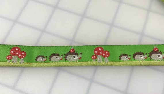 none - Woodland Hedgehog Jacquard Ribbon Trim 5/8" Made in France
