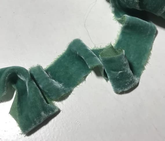 sage none - Hand Dyed Sage Green Silk Velvet Ribbon ( 4 Widths to choose from)