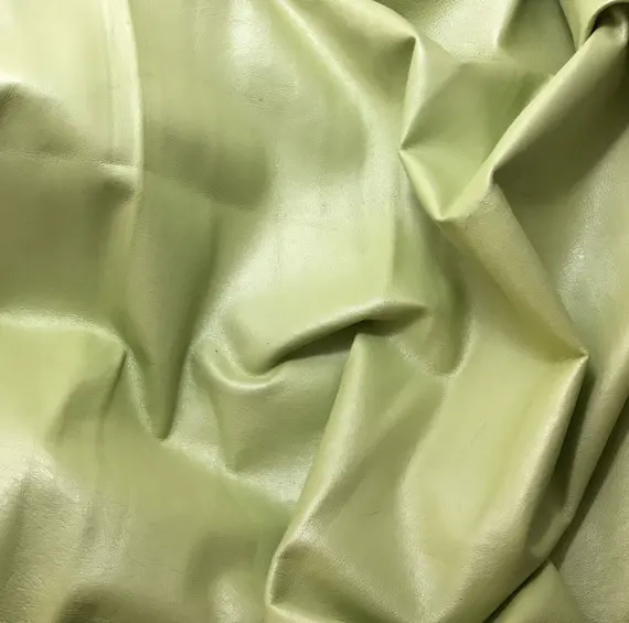 green leather - Metallic Pearl GREEN Supple Lambskin Leather 12"x12" Piece 1 Square Foot