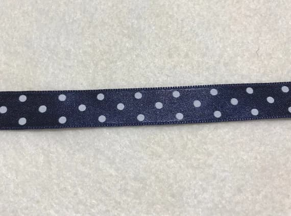 navy none - Navy with White Polka Dots Double Sided Satin Ribbon Trim Made in France 9/16" wide
