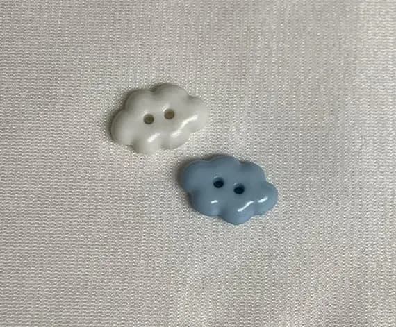 white none - Cloud Plastic Button 5/8" Set of 3 (Choose Blue or White)