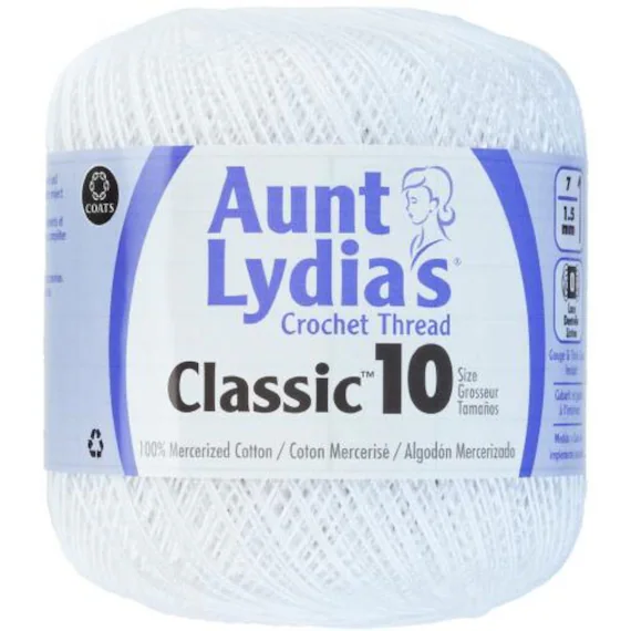 white none - Coats Aunt Lydia's Crochet Cotton Thread Classic Size 10; White (154-0001) 400 Yards
