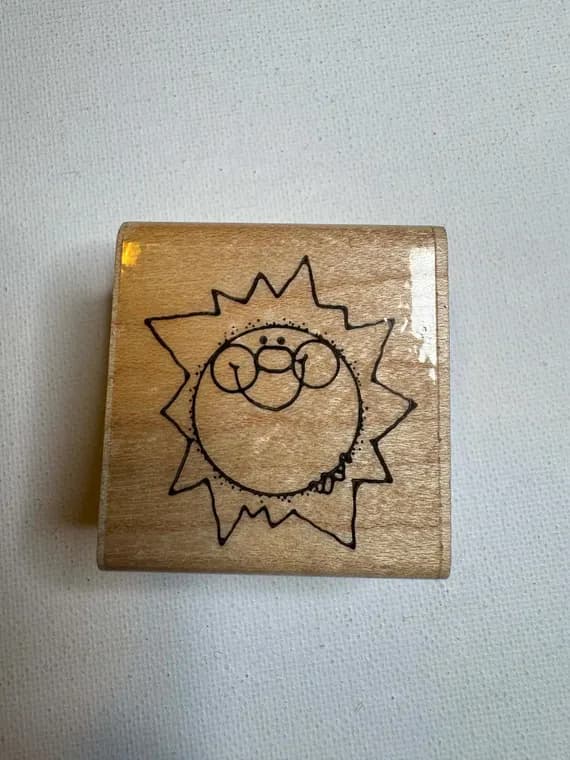 none - 1.75"x1.75" Sunlight Sun Wood Mounted Rubber stamp (E304) By D.O.T.S