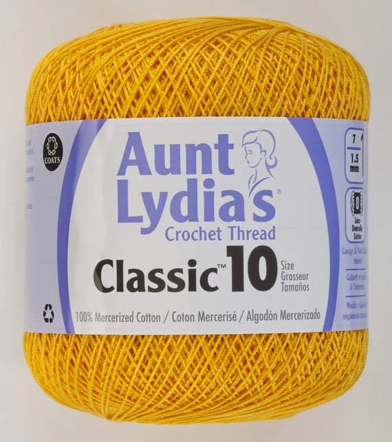 none - Coats Aunt Lydia's Crochet Cotton Thread Classic Size 10; Goldenrod (154-421) 350 Yards