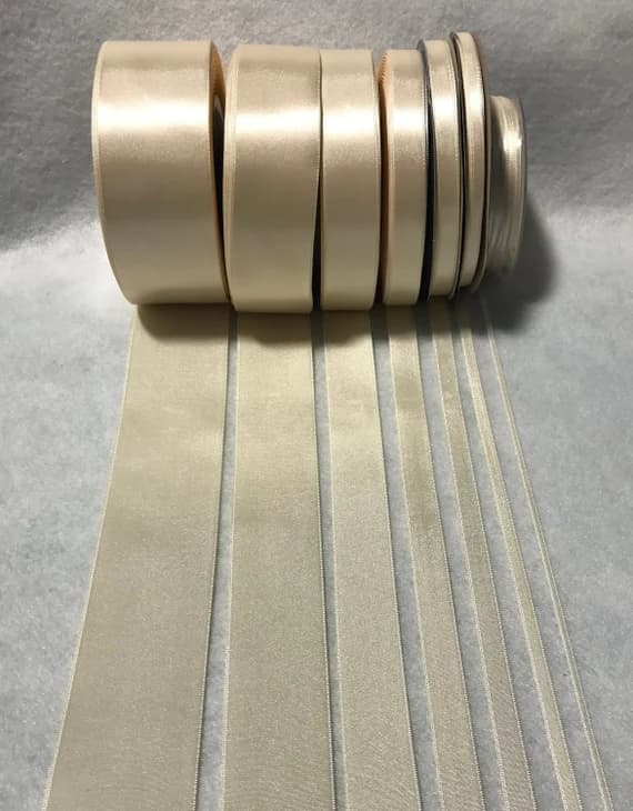 cream none - Cream Double Sided Satin Ribbon - Made in France (7 Widths to choose from)