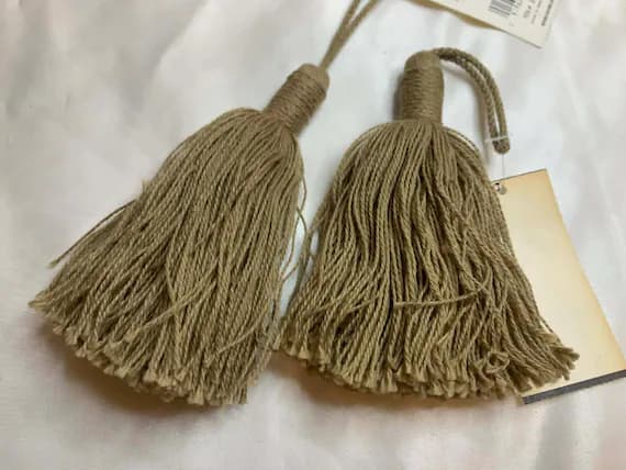 taupe none - Taupe 5" Tassel Fringe Vintage New by Conso Set of 2