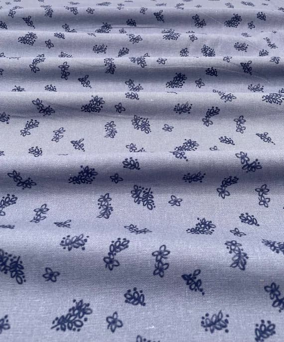 blue linen fabric - Blue Ditsy Floral Linen & Rayon Blend Fabric
