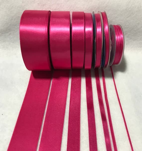 fuchsia none - Fuchsia Pink Double Sided Satin Ribbon - Made in France (7 Widths to choose from)