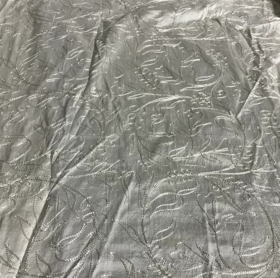 ivory dupioni fabric - Ivory Embroidered Floral - Silk Dupioni Fabric