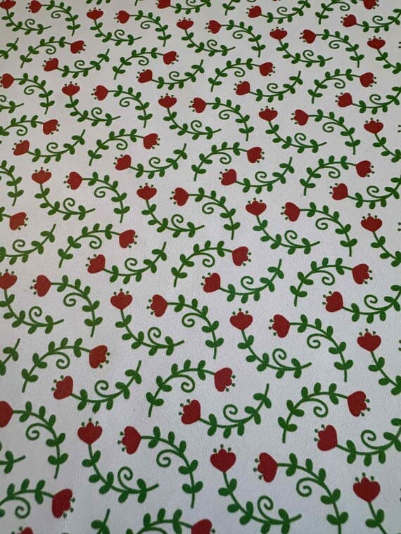 red leather - Red Floral Vines Printed Cow Hide Leather Sheet 8.5"x11"