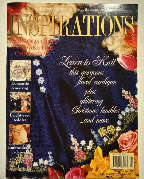 none - INSPIRATIONS Issue 12 EMBROIDERY Magazine + PATTERN Christening Gown; Teddy Bears +more
