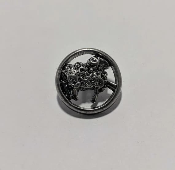 none - Sheep / Lamb Metal Button - 24mm / 15/16" - Dill Buttons