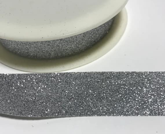 silver none - Metallic SILVER Iridescent GLITTER Ribbon Trim (1" wide) x 3 yards