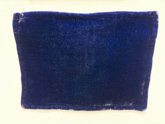 sapphire velvet fabric - Sapphire Blue Hand Dyed Silk Velvet Zipper Pouch