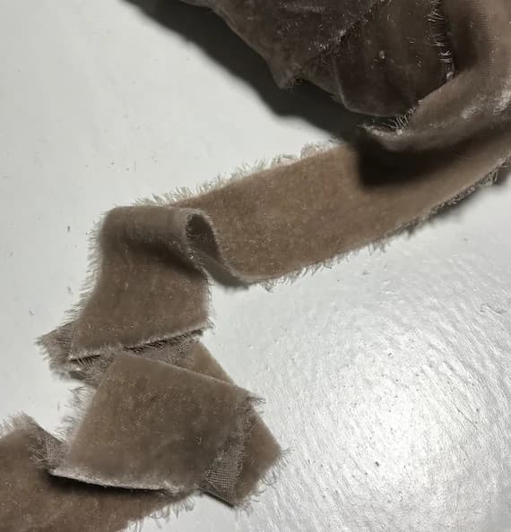taupe none - Hand Dyed Taupe Gray Silk Velvet Ribbon ( 4 Widths to choose from)