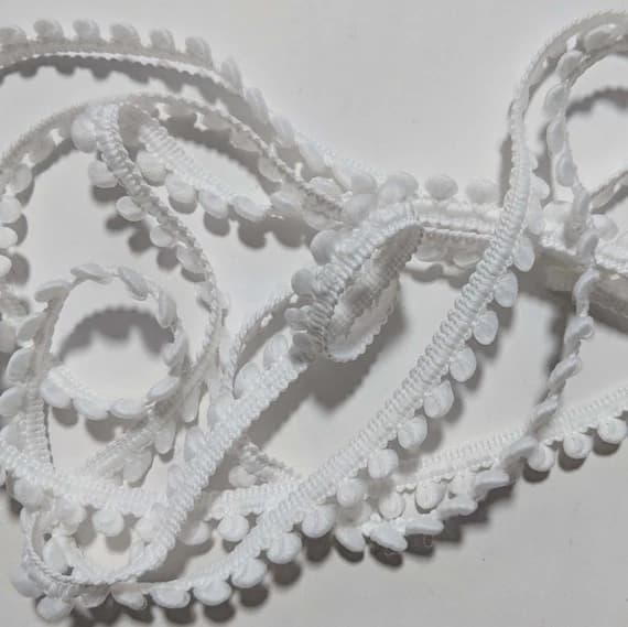 white none - WHITE French Pom Pom Trim (3/8" wide)