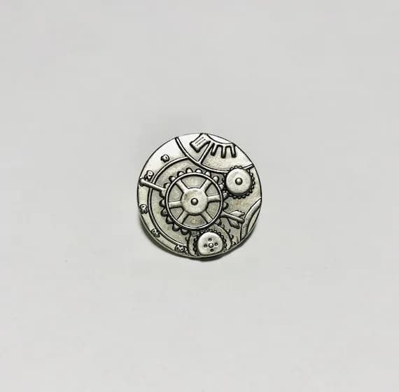 silver none - Silver Steampunk Gears Metal Button - 23mm / 7/8 inch - Dill Buttons Brand