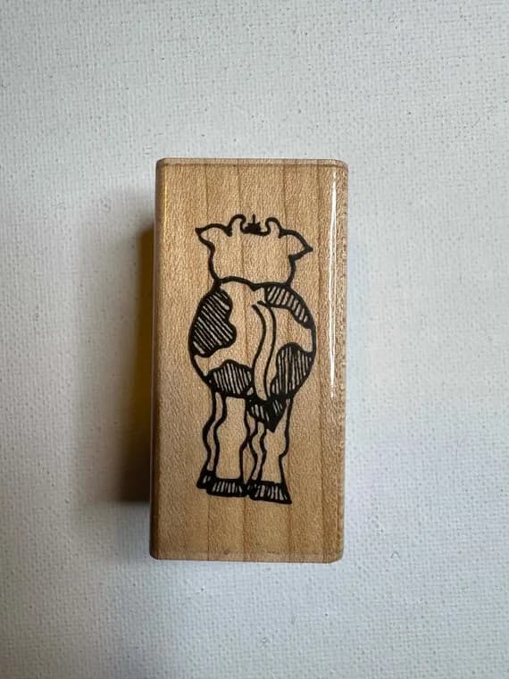 none - 1-1/8"x2-1/4" Cow Behind Butt Wood Mounted Rubber Stamp (F106) By D.O.T.S