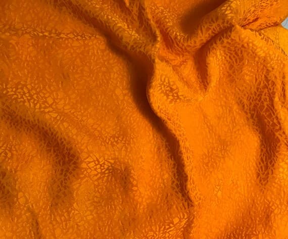 orange silk fabric - Hand Dyed Tangerine Orange PEBBLES - Silk Jacquard Fabric - 44" wide