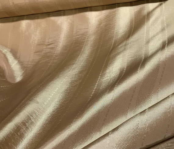 gold taffeta fabric - Iridescent Reddish Gold Stripe - Faux Silk Taffeta Fabric