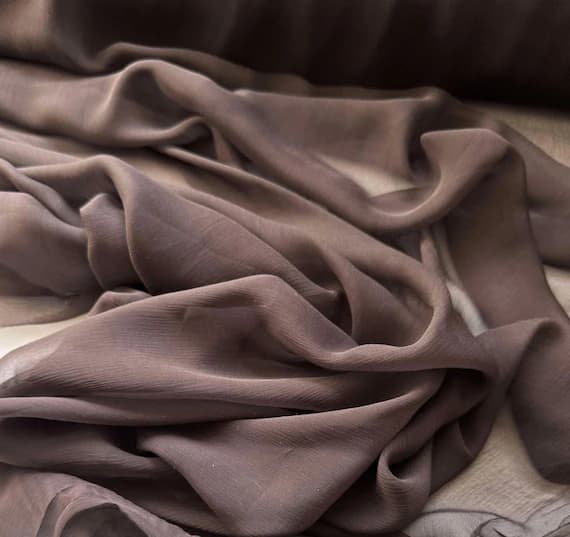 brown chiffon fabric - Chocolate Brown - 5mm Crinkle Silk Chiffon Fabric
