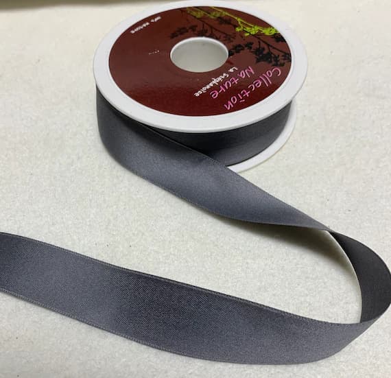 gray none - Smoke Gray Satin 100% COTTON Ribbon 1" wide Made in France