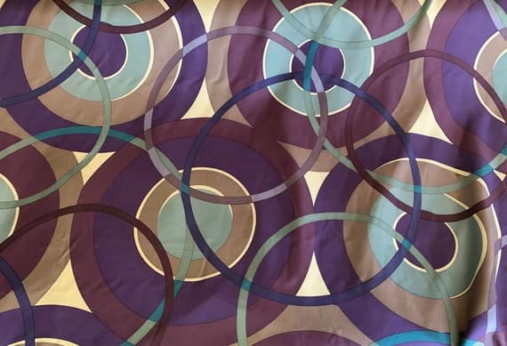 purple twill fabric - Purple Circles Bubbles Geometric Abstract 100% Silk Twill Fabric